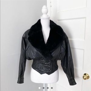 90s Black leather jacket